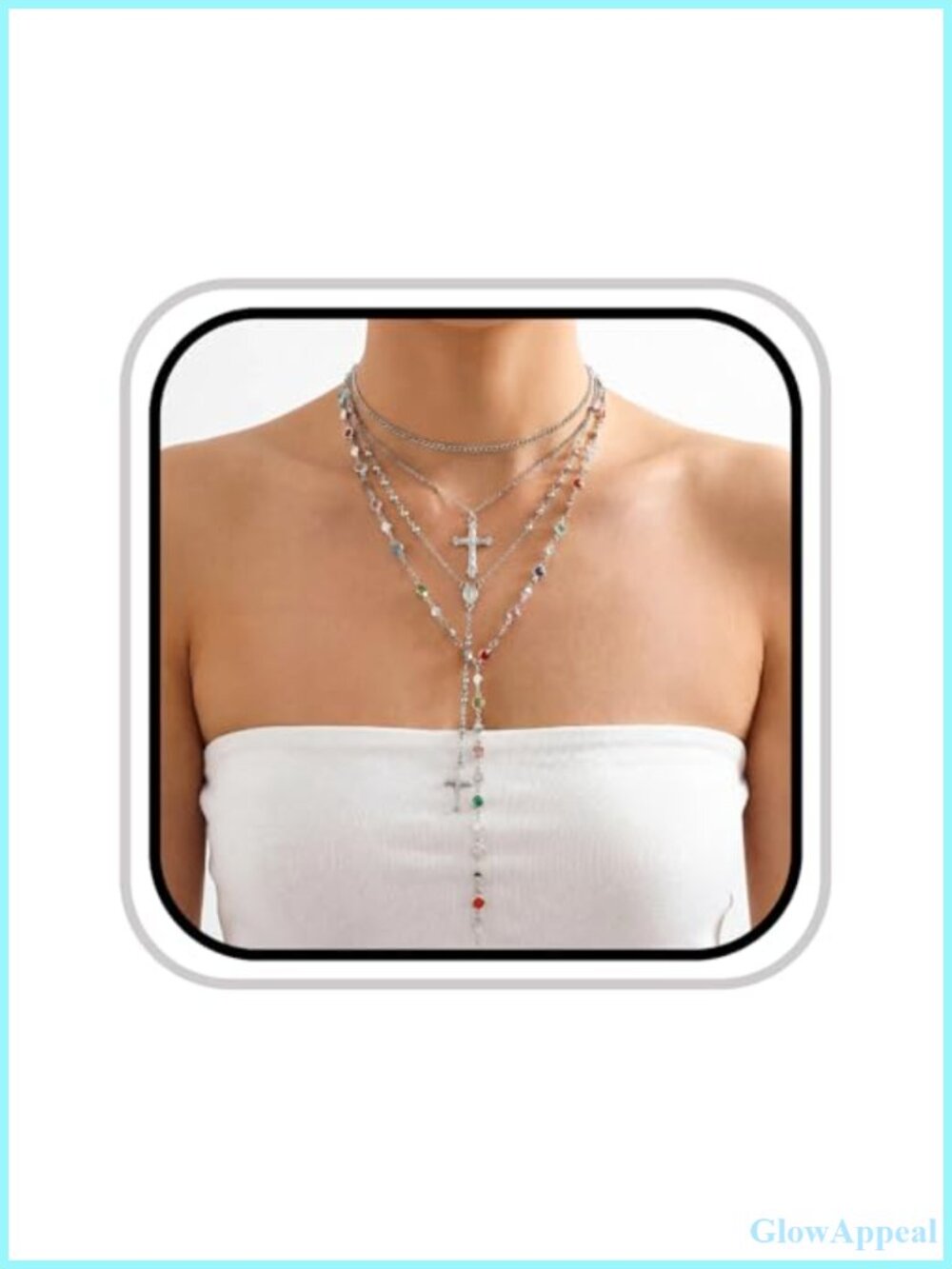 Layered Gold Cross Necklace Set 4PCS Pearl Beaded Layering Necklaces